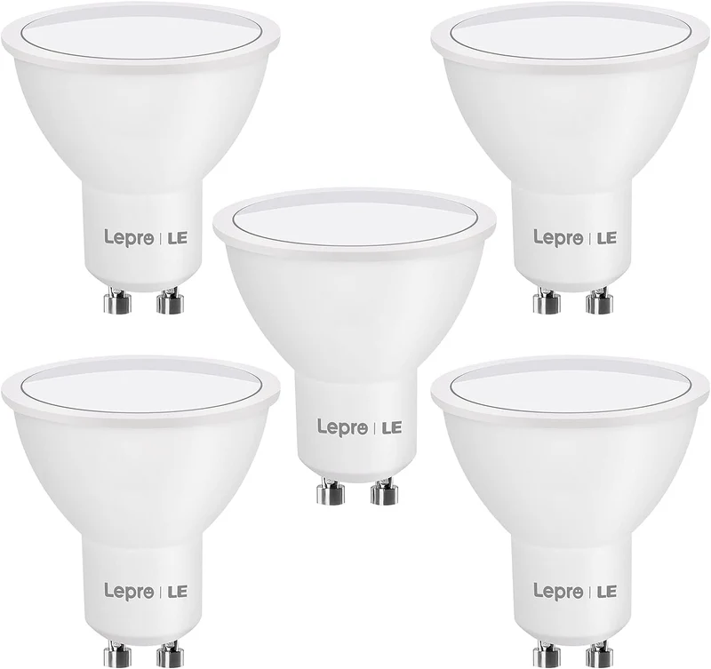 Lepro GU10 LED Kaltweiss, 4W 345 Lumen LED GU10 Kaltweiß, Leuchtmittel 5000 Kelvin Kaltweiss, LED Lampe GU10 Nicht Dimmbar, 5er Pack