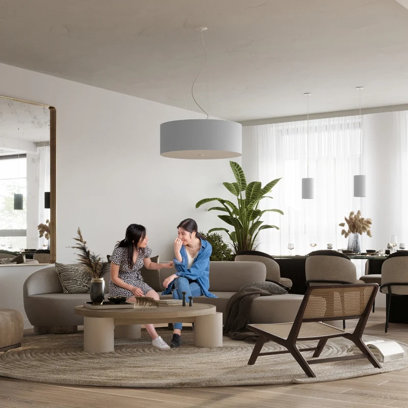 Minimalistischer weißer Kronleuchter für das Wohnzimmer – Arvelio