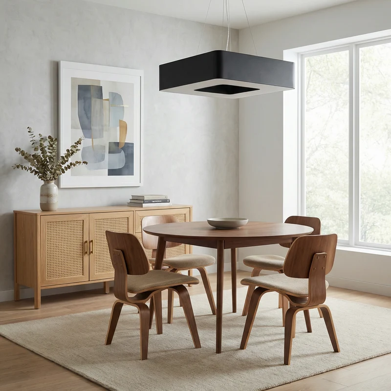 Minimalistischer schwarzer quadratischer Kronleuchter für das Wohnzimmer – Modell Eraphis