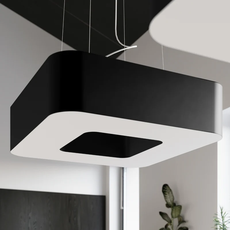 Minimalistischer schwarzer quadratischer Kronleuchter für das Wohnzimmer – Modell Eraphis