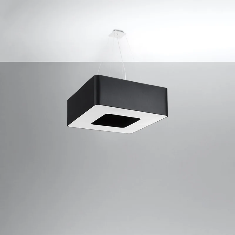 Minimalistischer schwarzer quadratischer Kronleuchter für das Wohnzimmer – Modell Eraphis
