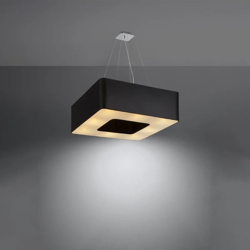Minimalistischer schwarzer quadratischer Kronleuchter für das Wohnzimmer – Modell Eraphis