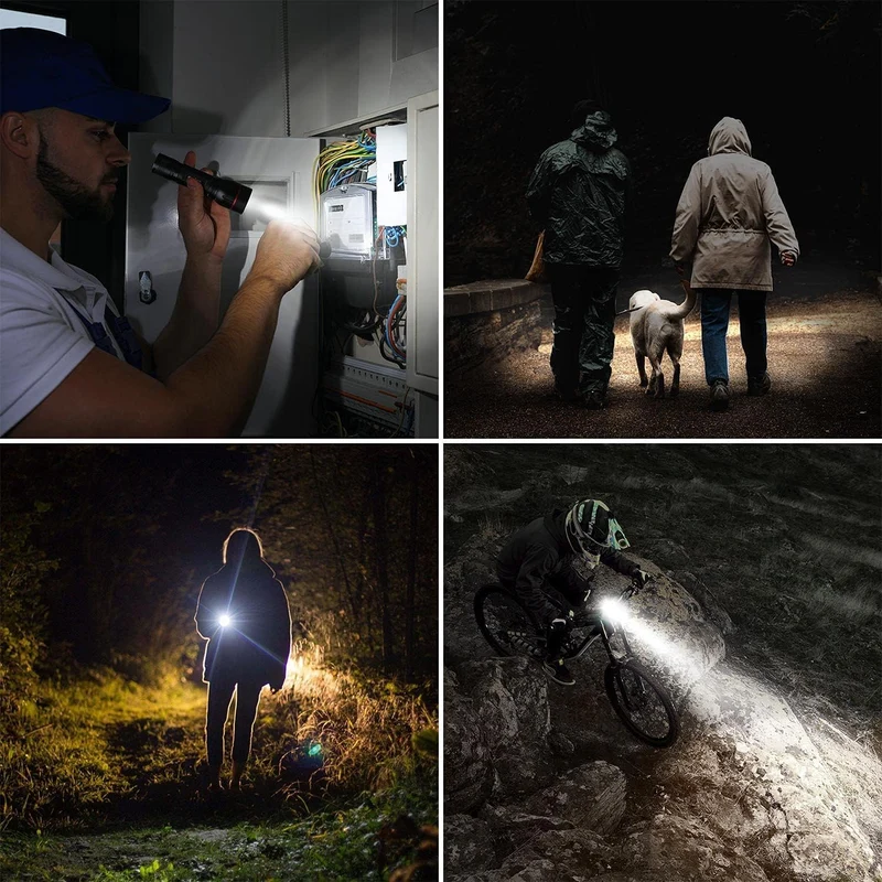 Lepro LED Taschenlampe, LE2000 Extrem Hell Klein Taschenlampen Batteriebetrieben mit 5 Modi, Zoombare Camping Handlampe, wasserdichte praktische Flashlight für Outdoor, Wandern, Angeln, Gassigehen
