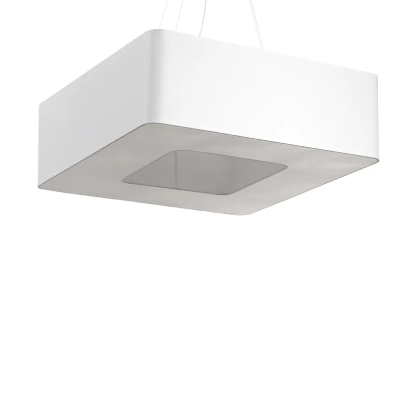 Quadratischer Kronleuchter aus weißem Stoff für das Wohnzimmer – Modell Orphéale