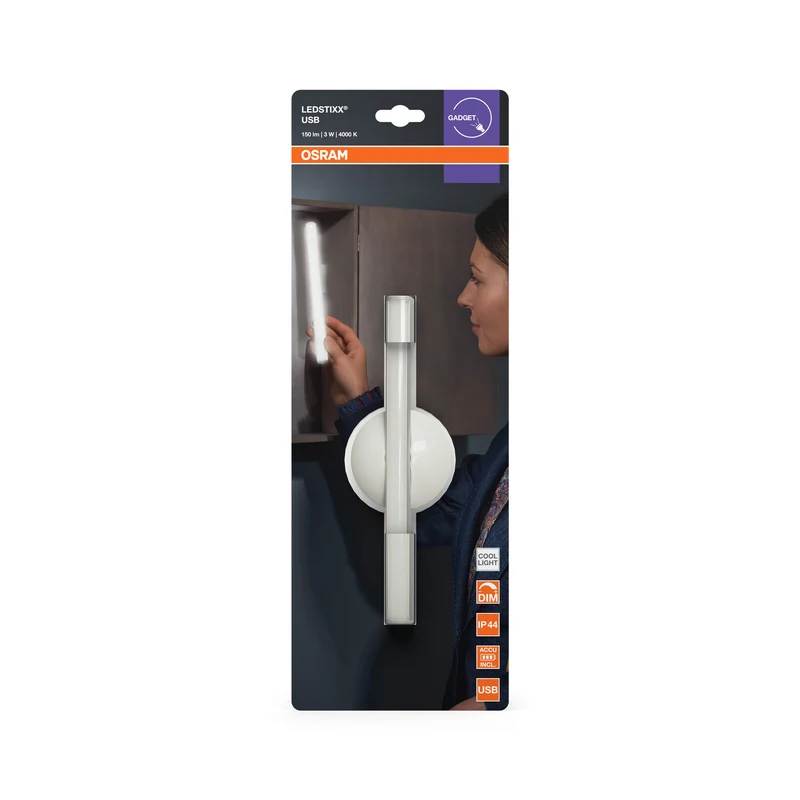 OSRAM LEDstixx Akku mobile LED Leuchte USB 3W / 4000K Kaltweiß Silber