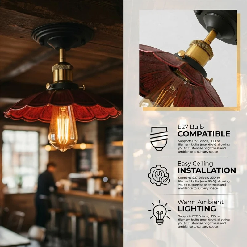 Vintage Deckenleuchte Semi Flush Mount | Retro Design ~3952