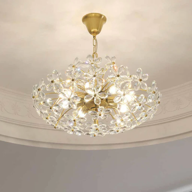 Chandelier Artsitic Branch Crystal Flower Petal, Gold