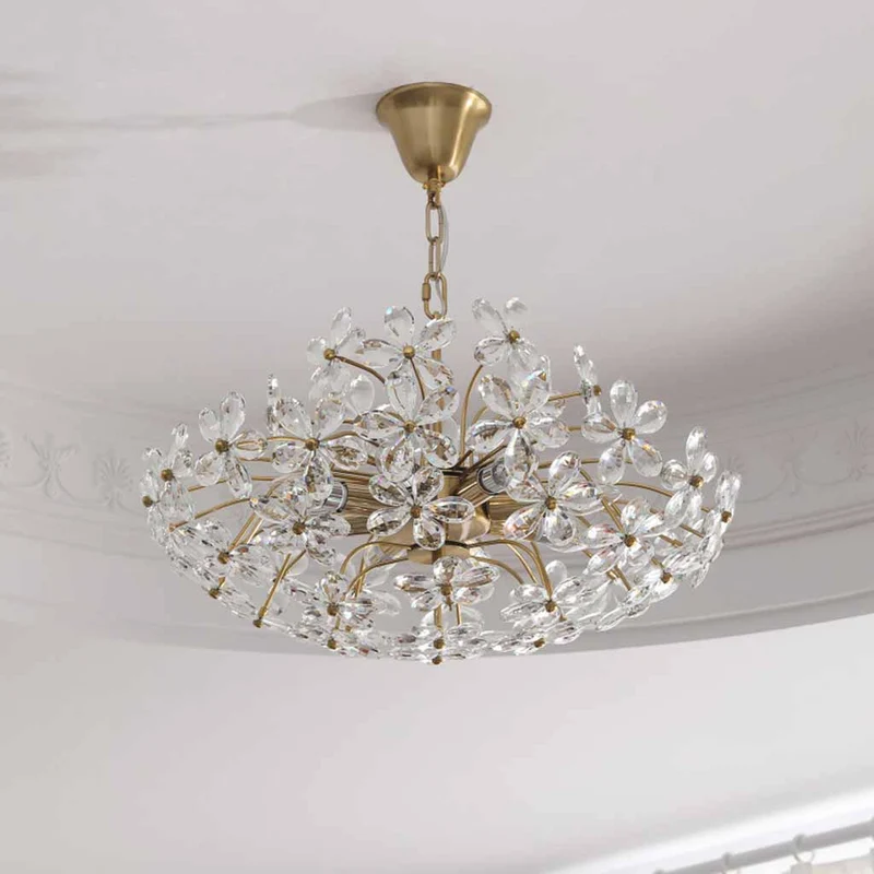 Chandelier Artsitic Branch Crystal Flower Petal, Gold
