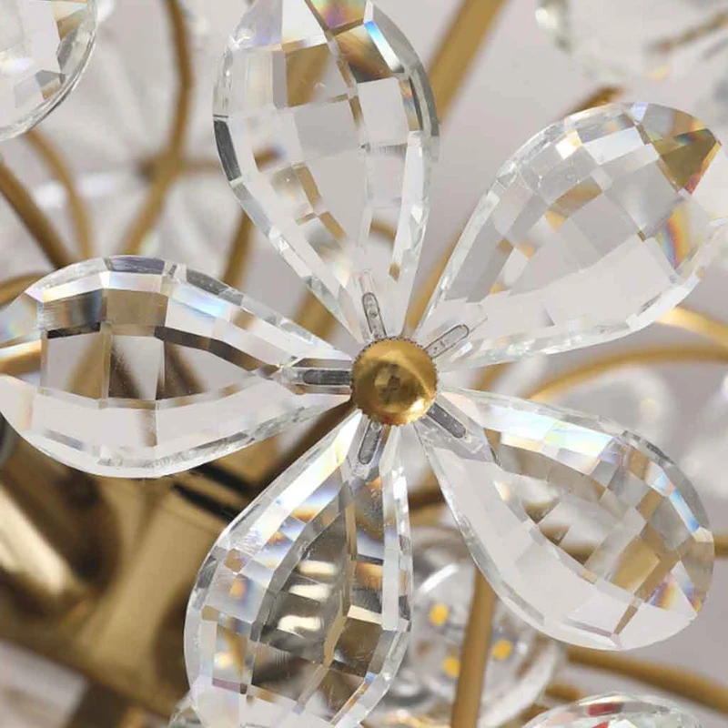 Chandelier Artsitic Branch Crystal Flower Petal, Gold