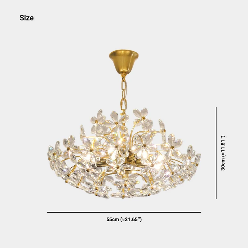 Chandelier Artsitic Branch Crystal Flower Petal, Gold