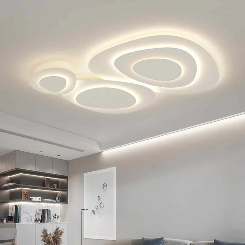 Flush Mount Ceiling Light Geometirc Dimmable LED, White