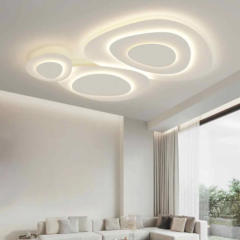 Flush Mount Ceiling Light Geometirc Dimmable LED, White