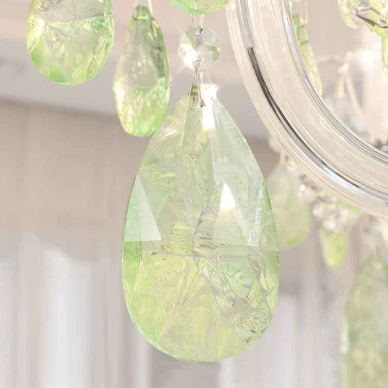 Chandelier French Candle Apple Green Glass Crystal