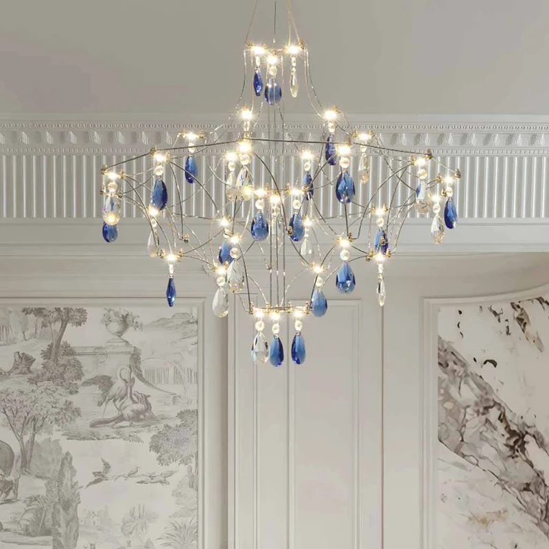 Chandelier Ambient Shiny Mira Blue Crystal LED
