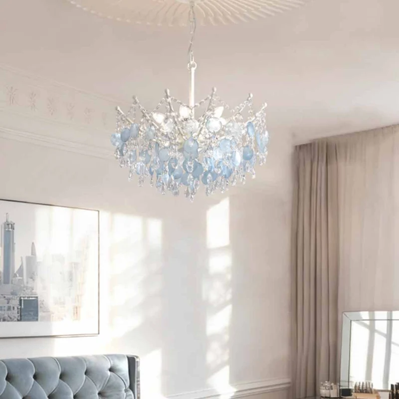 Chandelier French Branch Crystal Blue Shells