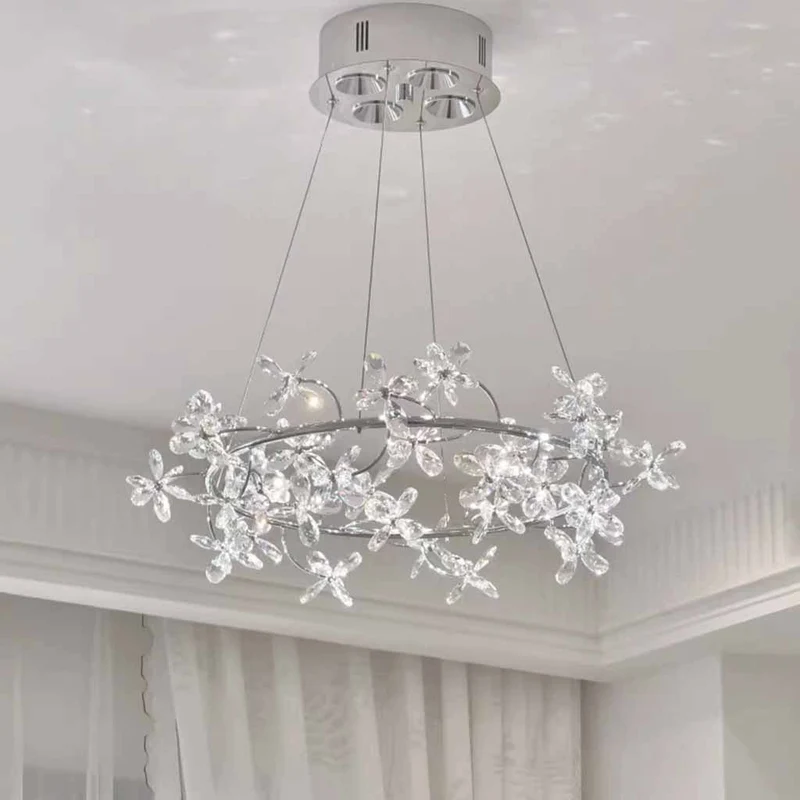 Chandelier Round Branch Colored Crystal Garland LED