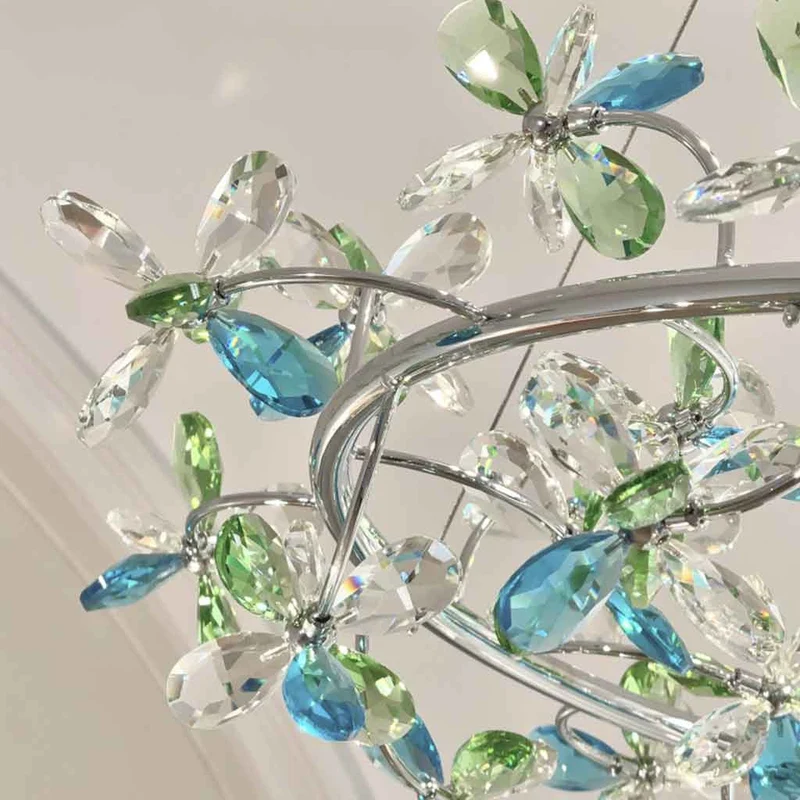 Chandelier Round Branch Colored Crystal Garland LED