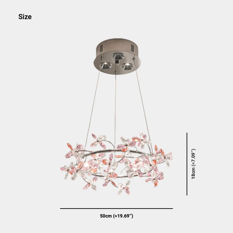 Chandelier Round Branch Colored Crystal Garland LED