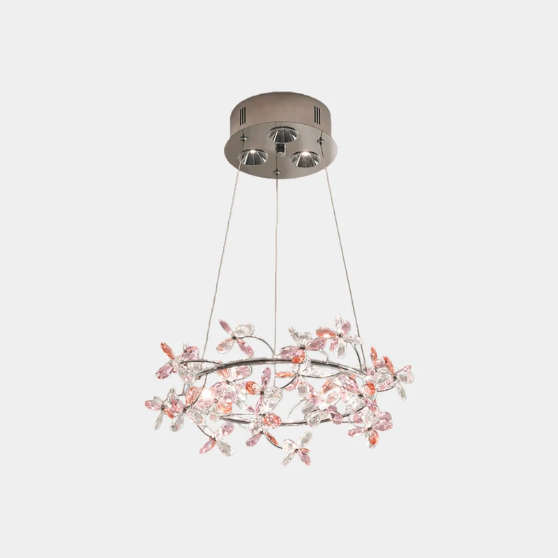 Chandelier Round Branch Colored Crystal Garland LED