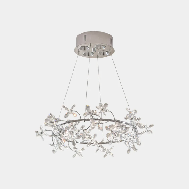 Chandelier Round Branch Colored Crystal Garland LED