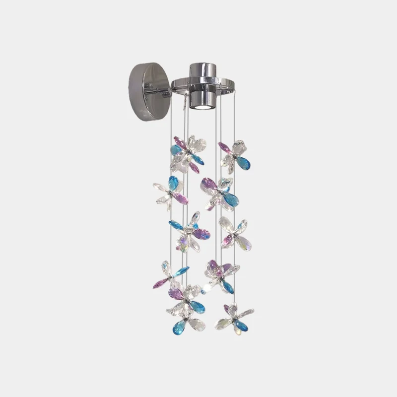 Wall Sconce Romantic Colored Crystal Flower Drop LED