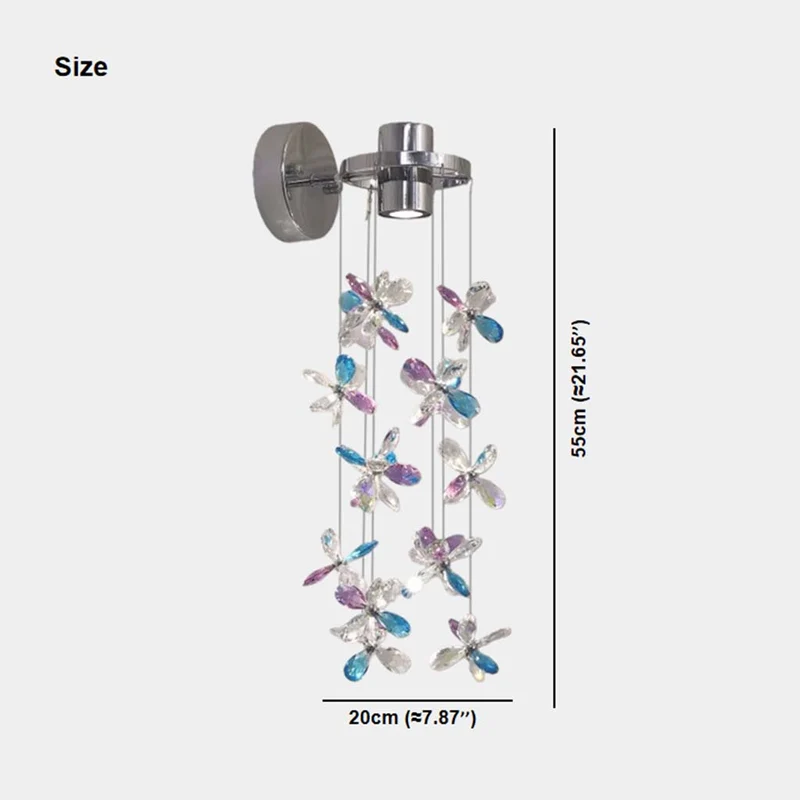 Wall Sconce Romantic Colored Crystal Flower Drop LED