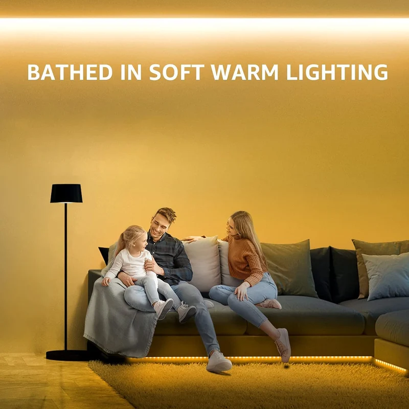 Lepro LED Strip 5M, Warmweiß 3000K Dimmbar, 300 LEDs, 12V Selbstklebend, IP20 Band, Flexible DIY Leiste, Lichtband Kette Mit Netzteil für Innen Küche Dekoration