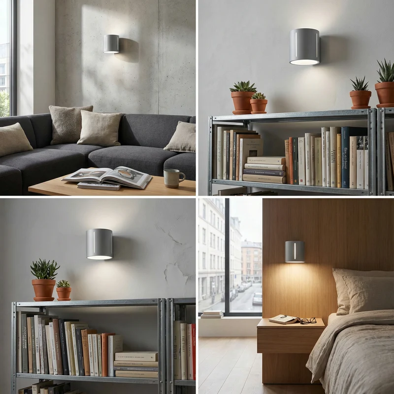 Moderne Wandleuchte aus Aluminium in Grau – Orphéal