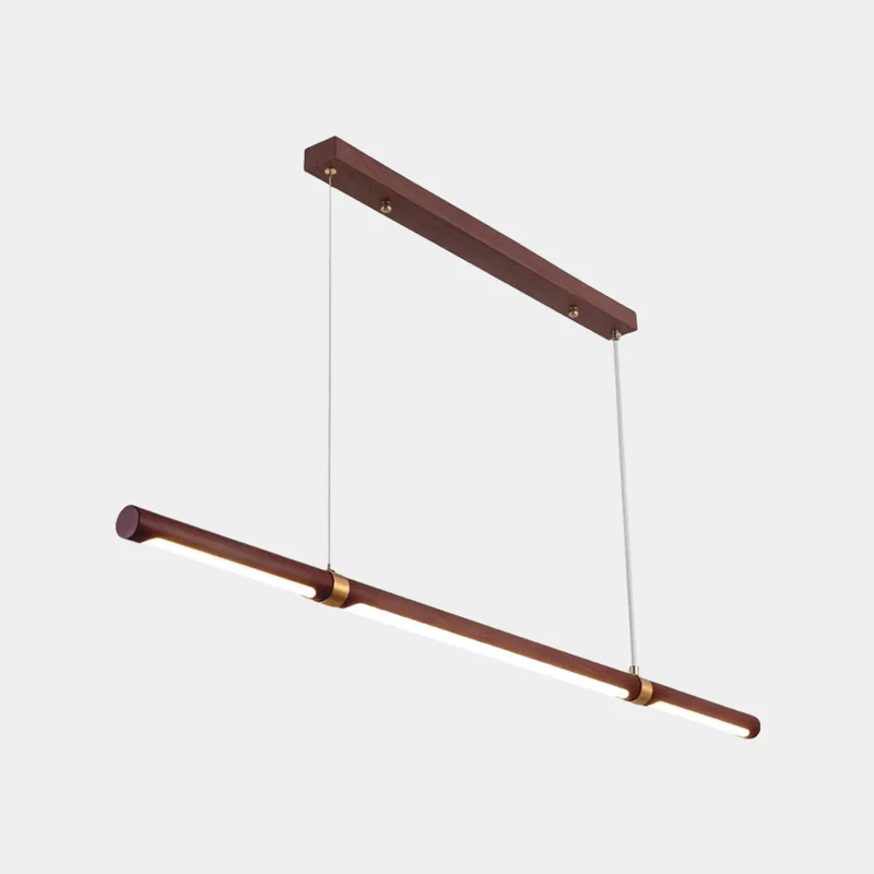 Pendant Light Minimalist Long Linear LED, Walnut Color