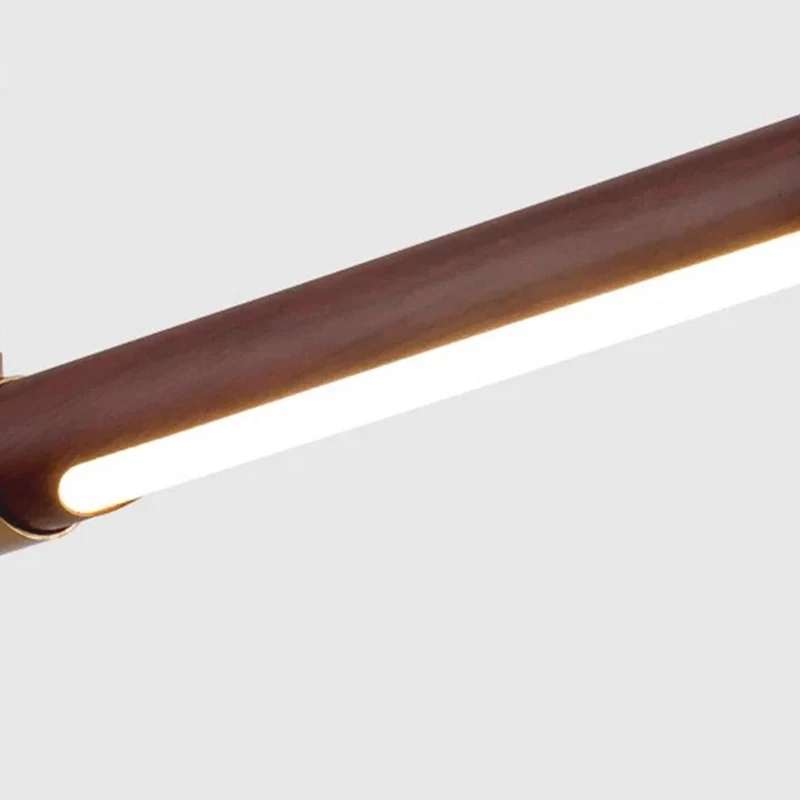 Pendant Light Minimalist Long Linear LED, Walnut Color