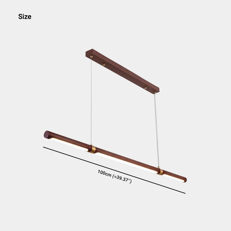 Pendant Light Minimalist Long Linear LED, Walnut Color