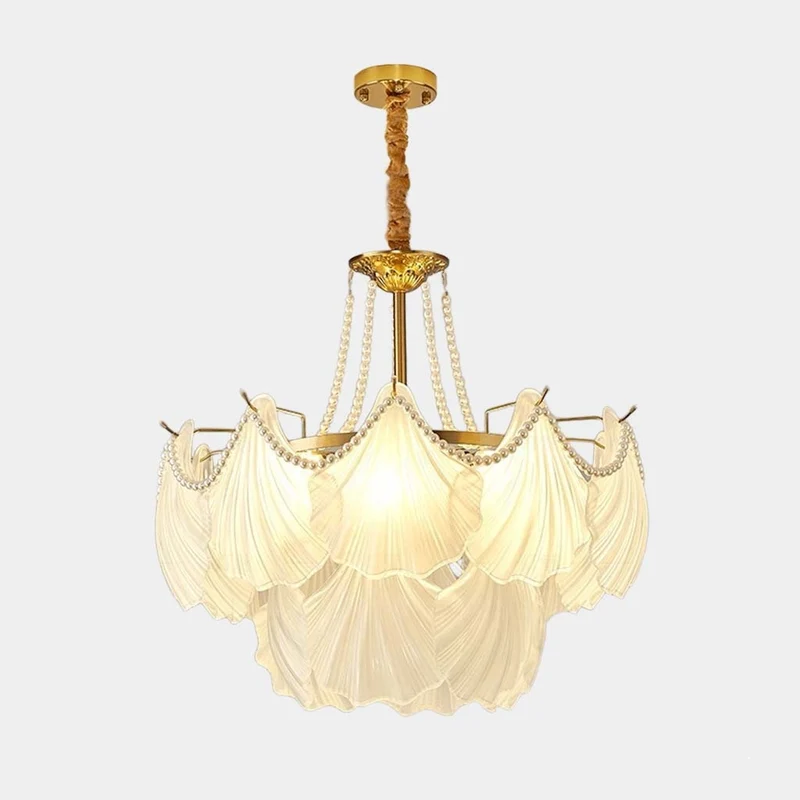 Chandelier French Romantic Tiered Glass Scallop Shell