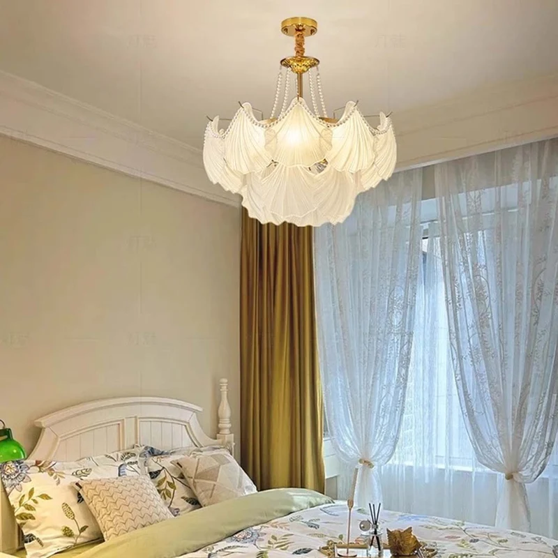Chandelier French Romantic Tiered Glass Scallop Shell