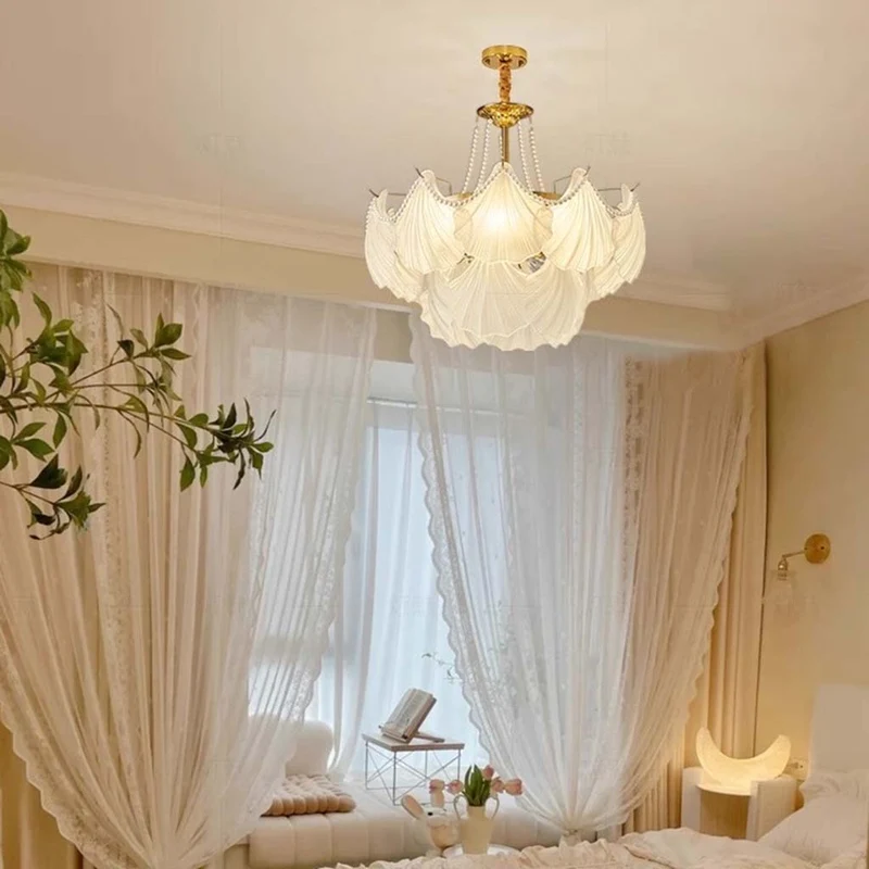 Chandelier French Romantic Tiered Glass Scallop Shell