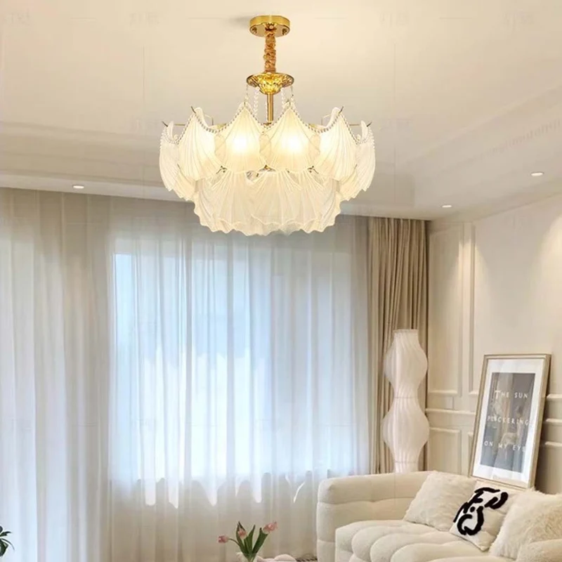 Chandelier French Romantic Tiered Glass Scallop Shell