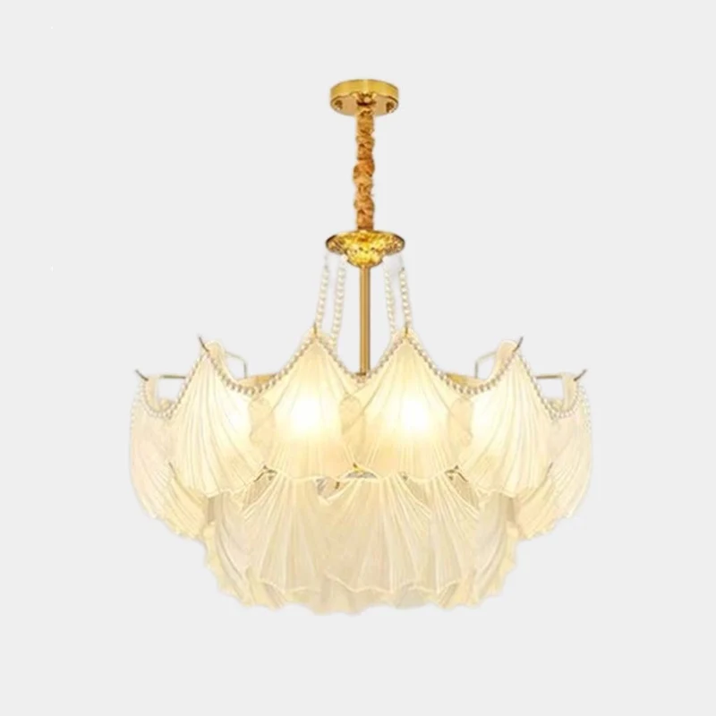 Chandelier French Romantic Tiered Glass Scallop Shell