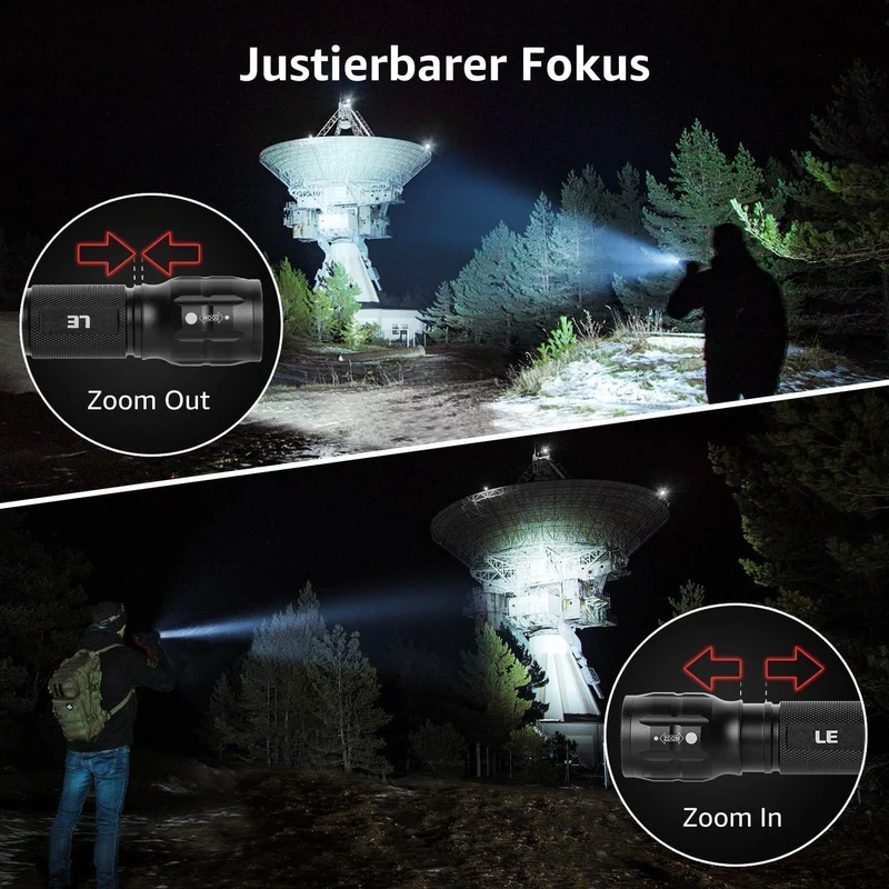 LE LED Taschenlampe Klein, LE1000 Extrem Hell Zoombare Mini Taschenlampen Batteriebetrieben für Kinder, Tragbare Flashlight, Wasserdichte Torch, Handlampe für Camping, Outdoor, Wandern, Notfälle