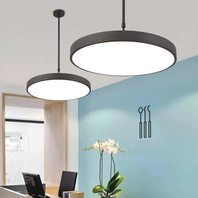 Pendant Light Minimalist Round LED for Office, Black / White