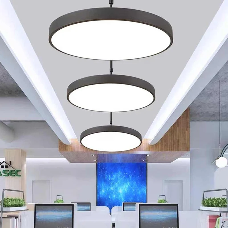Pendant Light Minimalist Round LED for Office, Black / White