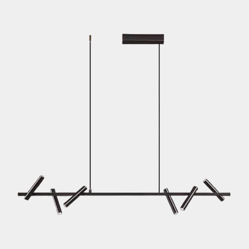 LED Ring/Linear Chandelier with Rotating Spotlights, Black