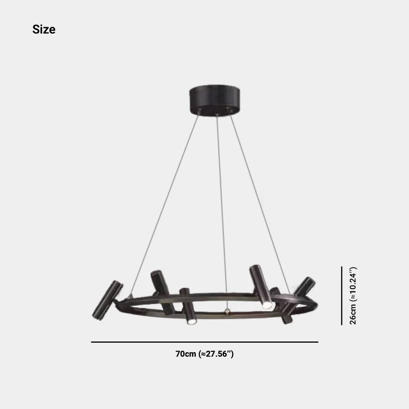 LED Ring/Linear Chandelier with Rotating Spotlights, Black
