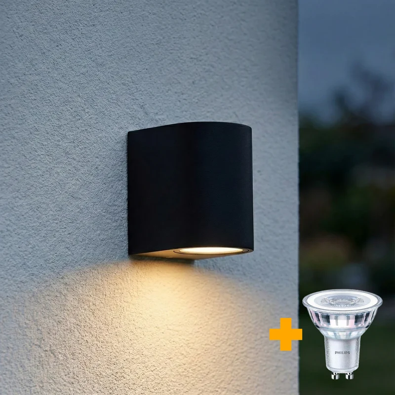Philips LED-Wandleuchte | Außenleuchte | Sacramento | Inkl. Philips Leuchtmittel | Schwarz