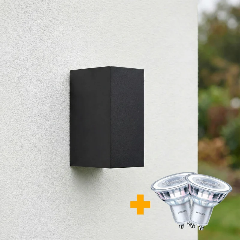 Philips LED-Wandleuchte | Außenleuchte | San Francisco | Inkl. 2 Philips Leuchtmittel | Schwarz