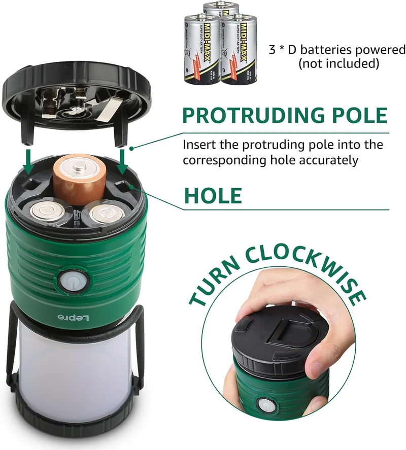 Lepro Campinglampe, Super Hell 1500 Lumen Außenleuchten, 4 Leuchtmodi batteriebetriebene Suchscheinwerfer, wasserfeste Notfallleuchte für Stromausfällen, Wandern, Notfall, Angeln und so weiter