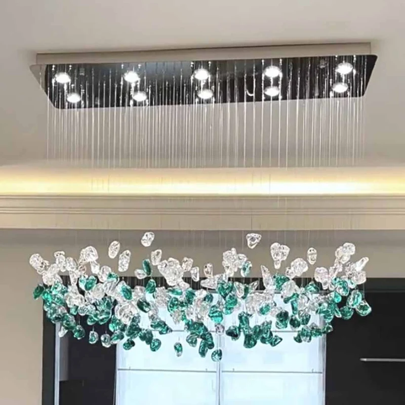Pendant Light Green Glass LED Round / Rectangle