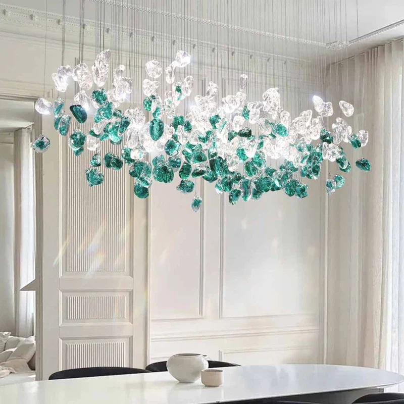 Pendant Light Green Glass LED Round / Rectangle