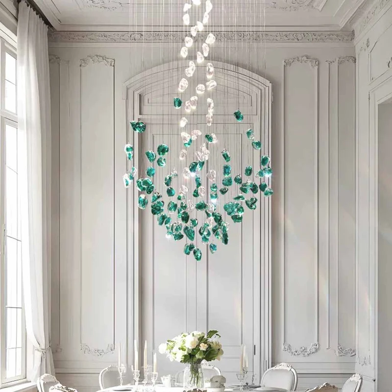Pendant Light Green Glass LED Round / Rectangle