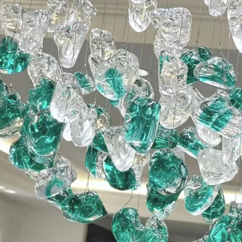 Pendant Light Green Glass LED Round / Rectangle