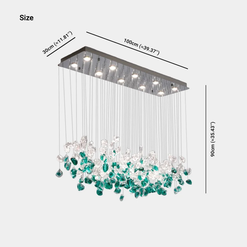 Pendant Light Green Glass LED Round / Rectangle