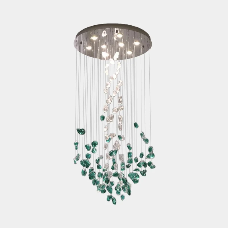 Pendant Light Green Glass LED Round / Rectangle